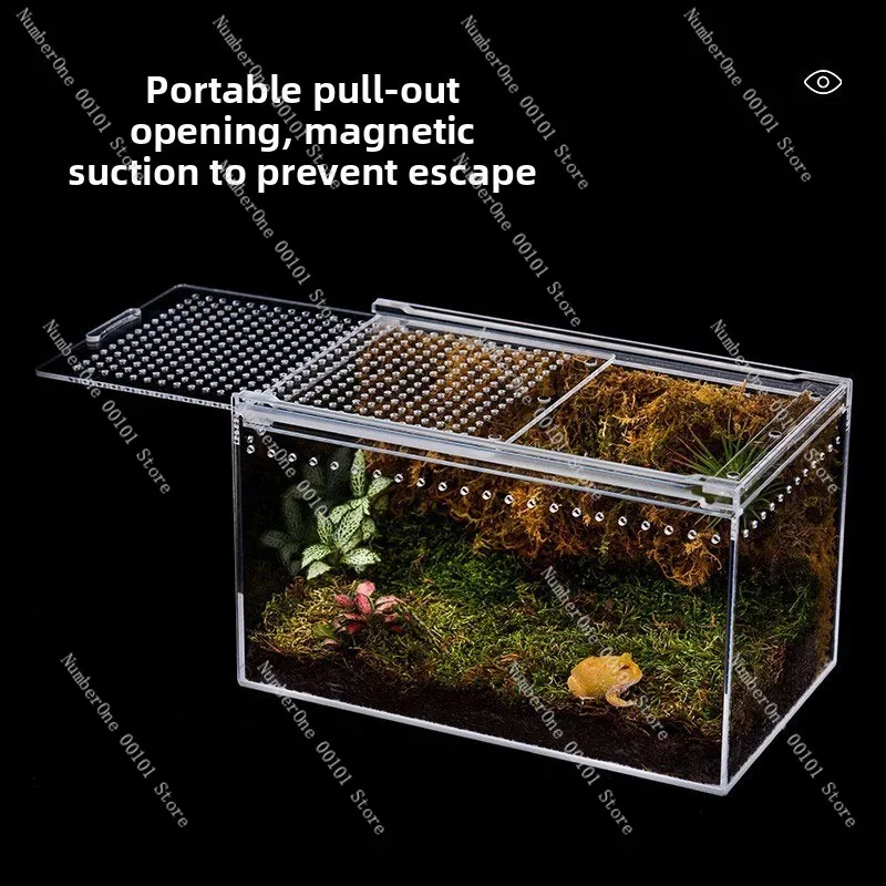 Reptile Terrarium Box For Gecko Frog Spider Desert Aquascape Habitat Enclosure Tank With Ventilation Easy Clean Pet Use