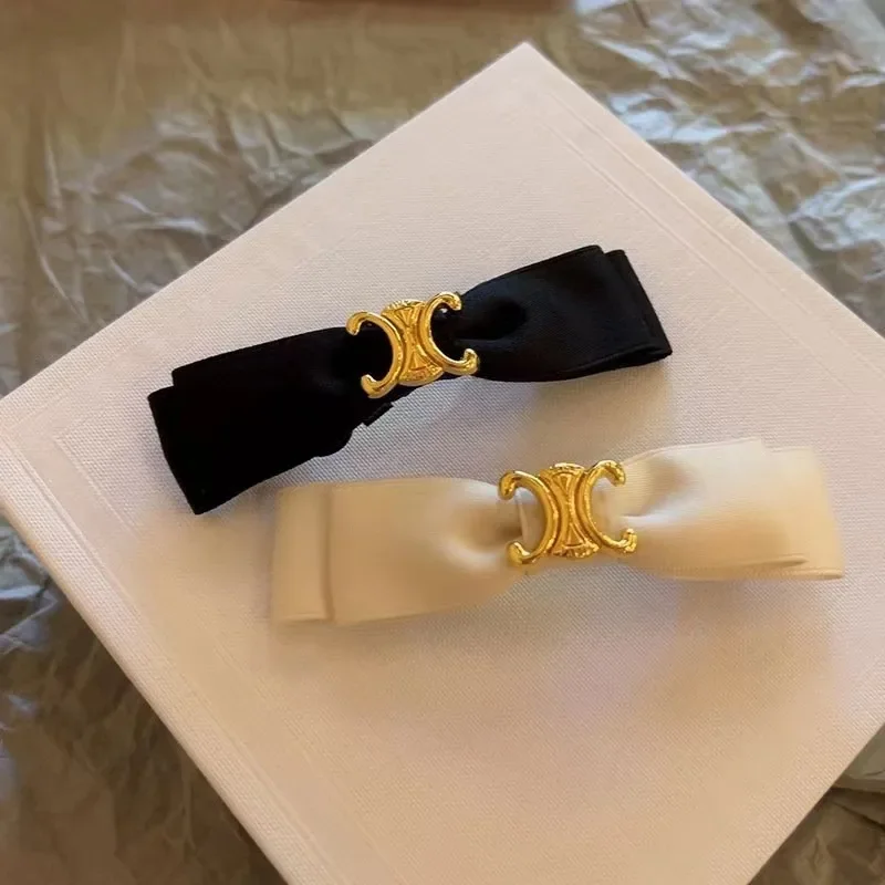 مشبك شعر على شكل فيونكة حريرية سوداء متعددة الاستخدامات على طراز هيبورن الفرنسي، مشبك شعر ربيعي عالي الجودة، أغطية رأس