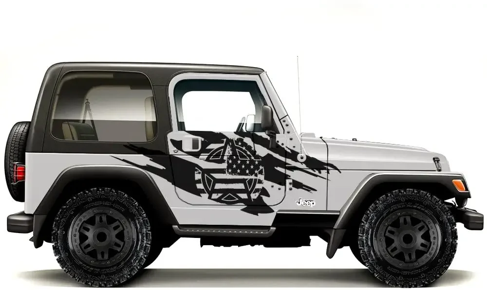 

Factory Crafts Army Star Torn Side Graphics Kit 3M Vinyl Decal Wrap Compatible With Wrangler 19992006 Matte Black2PCS
