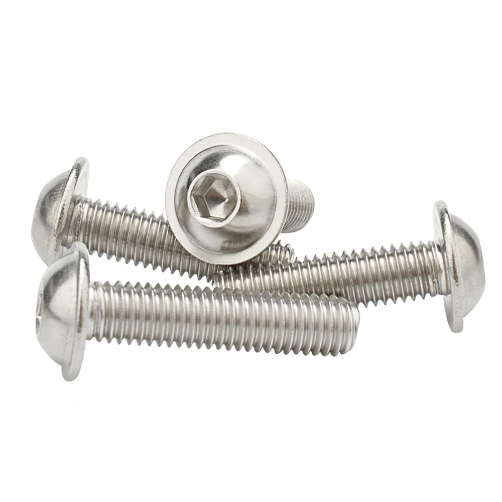 50pc M2 M2.5 M3 M4 M5 M6 ISO7380.2 304 Stainless Steel Hex Hexagon Socket Round Button Flange Head With Washer Collar Screw Bolt