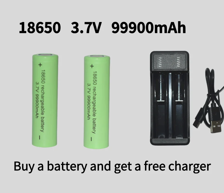 Bestselling100% original 18650 battery high-capacity 99900Mah 3.7V +charger,lithium-ion rechargeable battery for toy flashlights