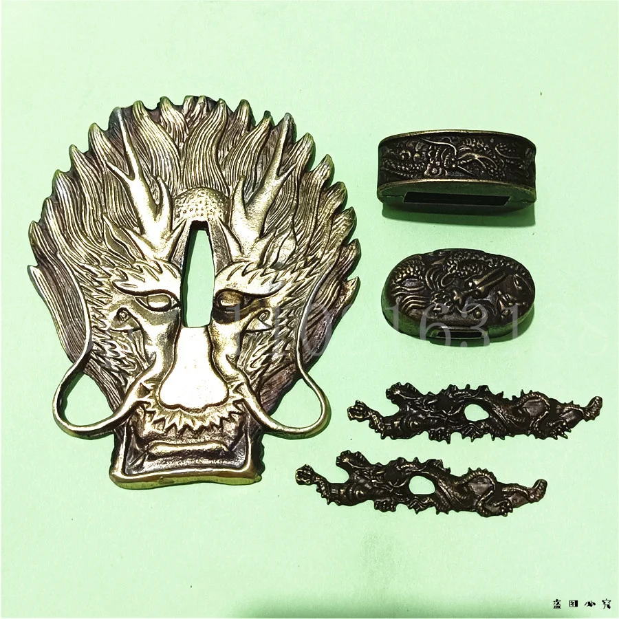 Unique Alloy Bibcock Guard Tsuba Fuchi Kashira Menuki Foy Japan Real Sword Parts Japanese Samurai Katana Fittings