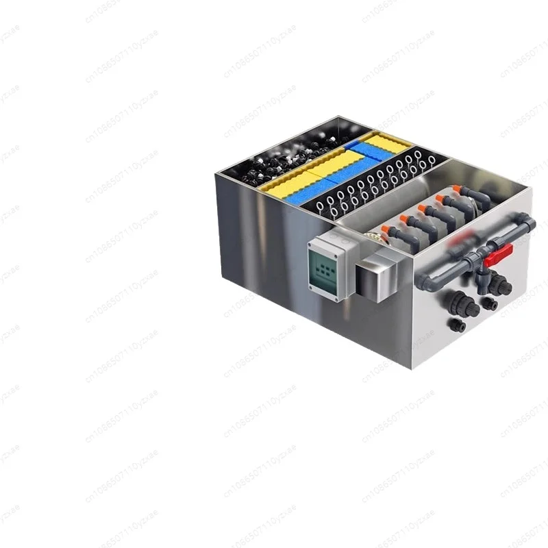 

Fish stool separator, rotary drum microfilter water circulation system