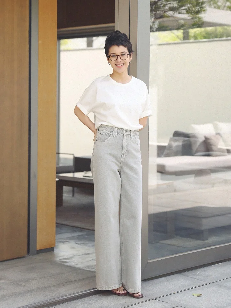 

Винтажные джинсы MsDidion с высокой талией и широкими штанинами, хлопковые, в стиле ретро, с эффектом снежинок, Spring Valley Wind Bell, полностью хлопковые джинсовые брюки