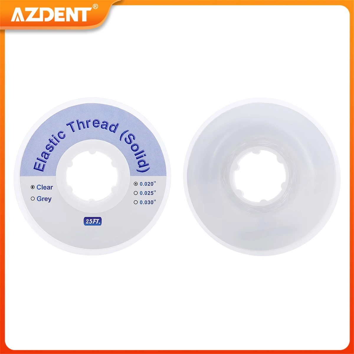 25 Feet/Roll Dental Orthodontic Elastic Thread Solid AZDENT Traction Ligature Power Tube Ortho Wires Size 0.020/0.025/0.030