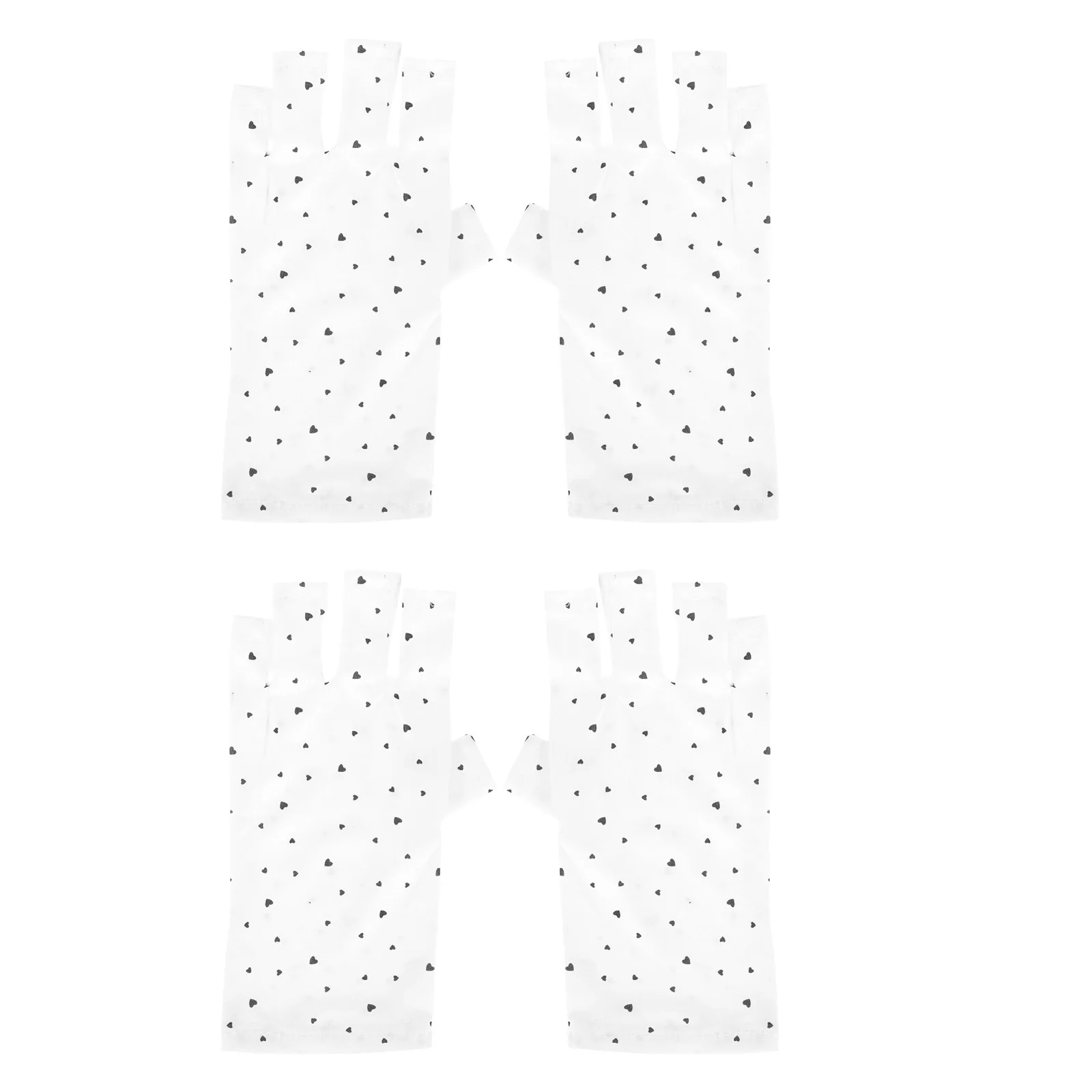 

2Pairs Love Heart Nail Fingerless Manicure Uv Protective Gloves Gel Nail Art Hand Covers Manicure Accessories