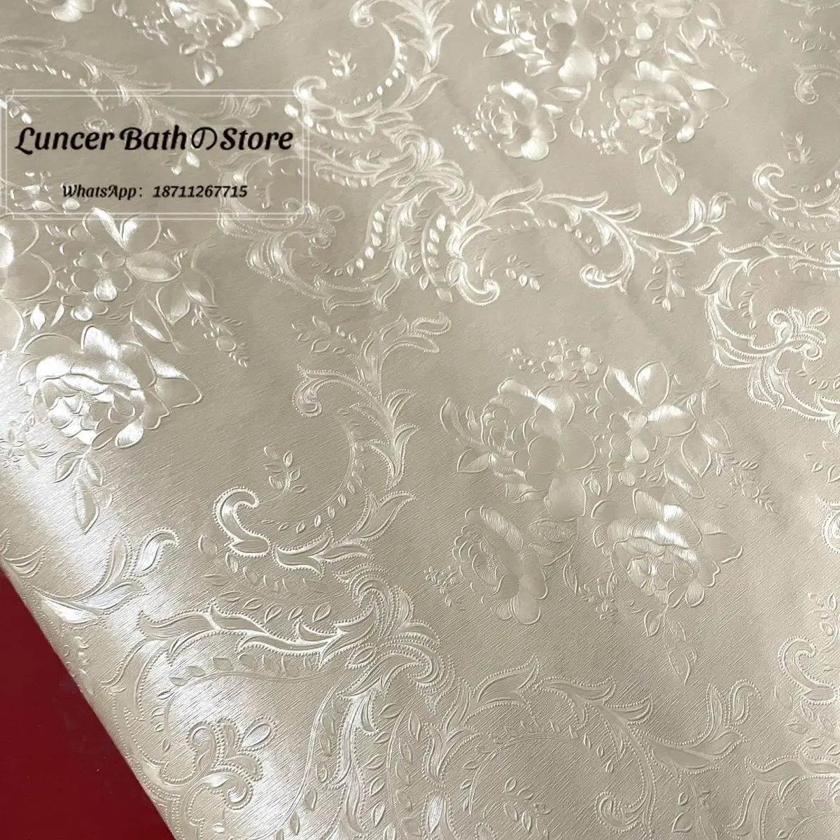 2 Rolls 5.5m Champagne Pearl Gold Silver Waterproof 3D Embossed European PVC Wallpaper, Self Adhesive for Wall Renovation