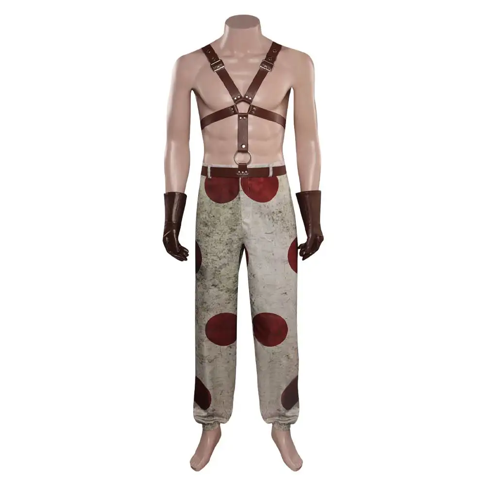 Traje de Cosplay de diente dulce de Metal trenzado para hombres adultos, trajes de Pats con cinturón, traje de Carnaval de Halloween, ropa de juego de rol