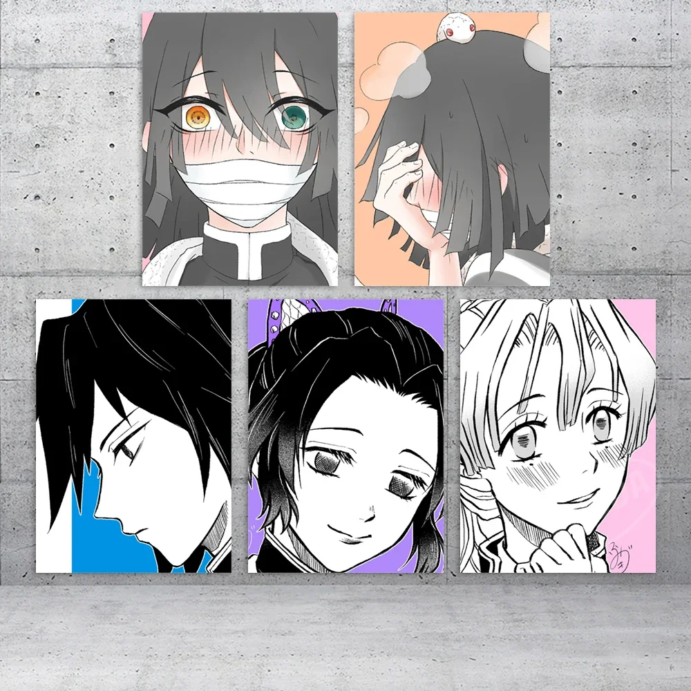 Canvas Pictures  Home Decor Kanroji Mitsuri Painting Poster Kochou Shinobu Prints Anime Wall Art Modular Living Room