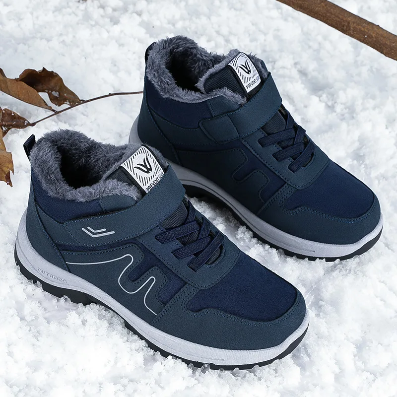 المرأة حذاء من الجلد أحذية قطنية الرجال الخريف والشتاء الدافئة المخملية سميكة لصق الثلوج Bootie للجنسين أحذية التخييم في الهواء الطلق #2