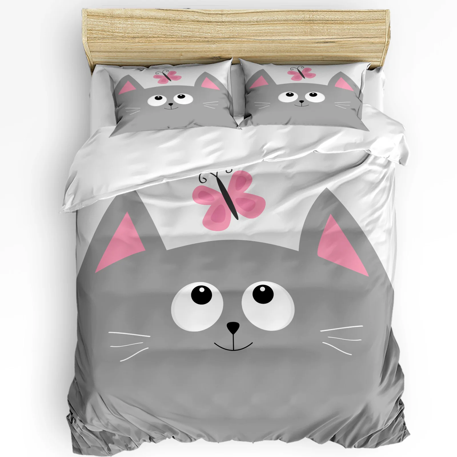 

Cartoon Cat Simple Pet Duvet Cover Bed Bedding Set For Double Home Textile Quilt Cover Pillowcases Bedroom Bedding Set No Sheet