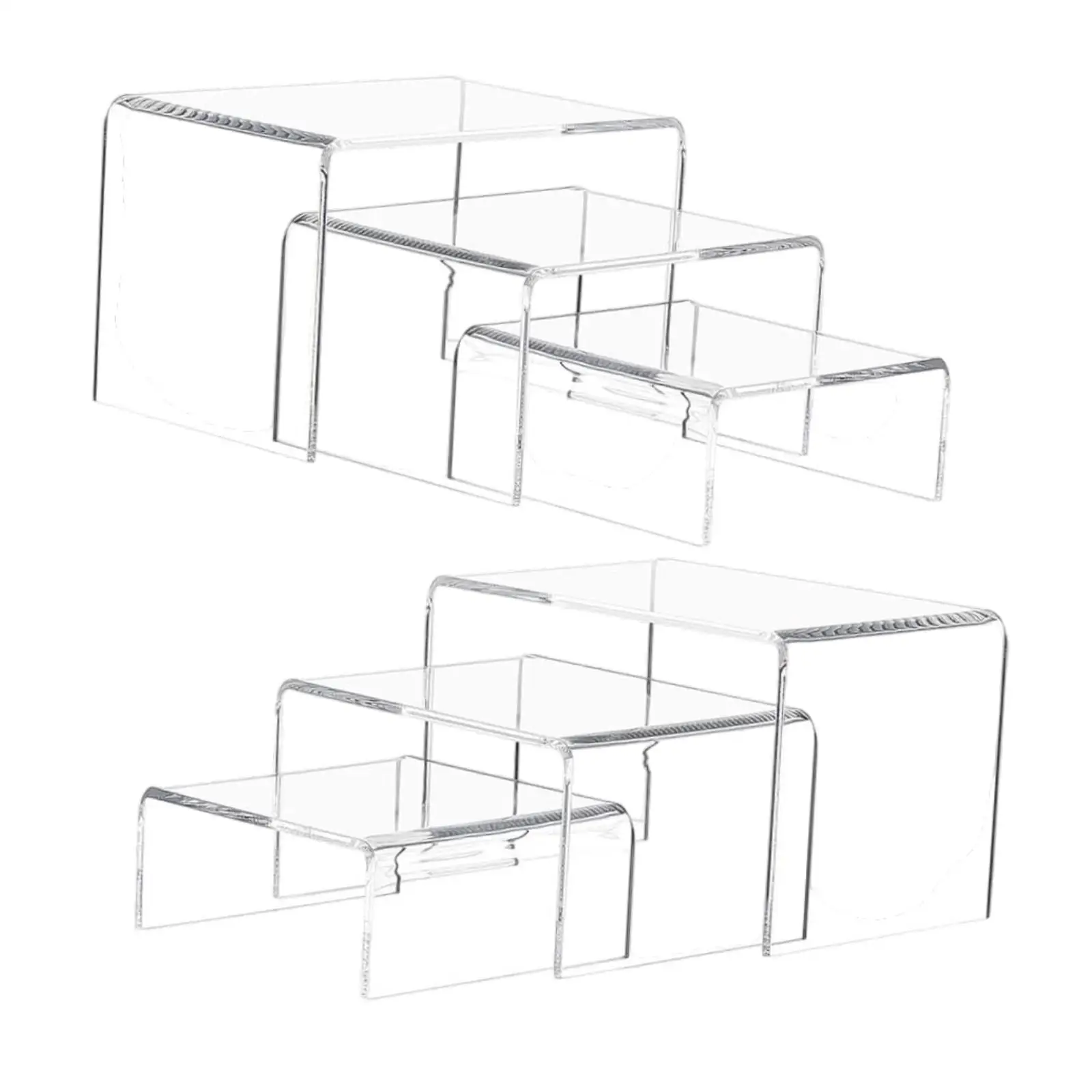 6 Pieces Acrylic Riser Display Shelf Organizer Clear Elevated Display Rack for Mobile Wallet Glasses Retail/shop Supermarket