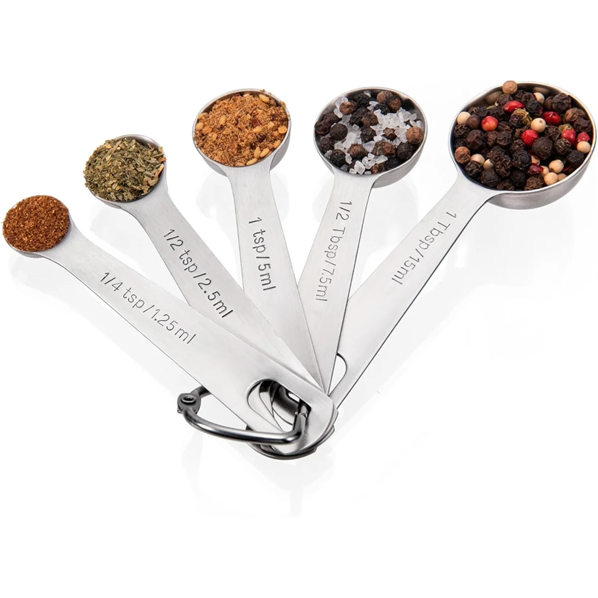 2025+ Measuring Spoons Set of 5-18/8 Stainless Steel Heavy Duty Teaspoons for Dry and Liquid Ingredients, Dishwasher Safe