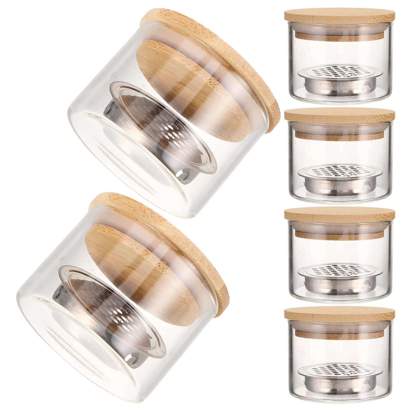 

6Pcs Nail Brushes Washing Cup Glass Soaking Bowl Thickened Glass Nail Art Brush Cleaner Mesh Net Salon Manicure Dappen Dish