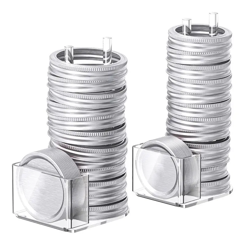 ABGH-Space-Saving Mason Jar Lid Organizer For Wide& Regular Mouth Lids And Rings- Easy Access Storage Rack, Compact Design Holde