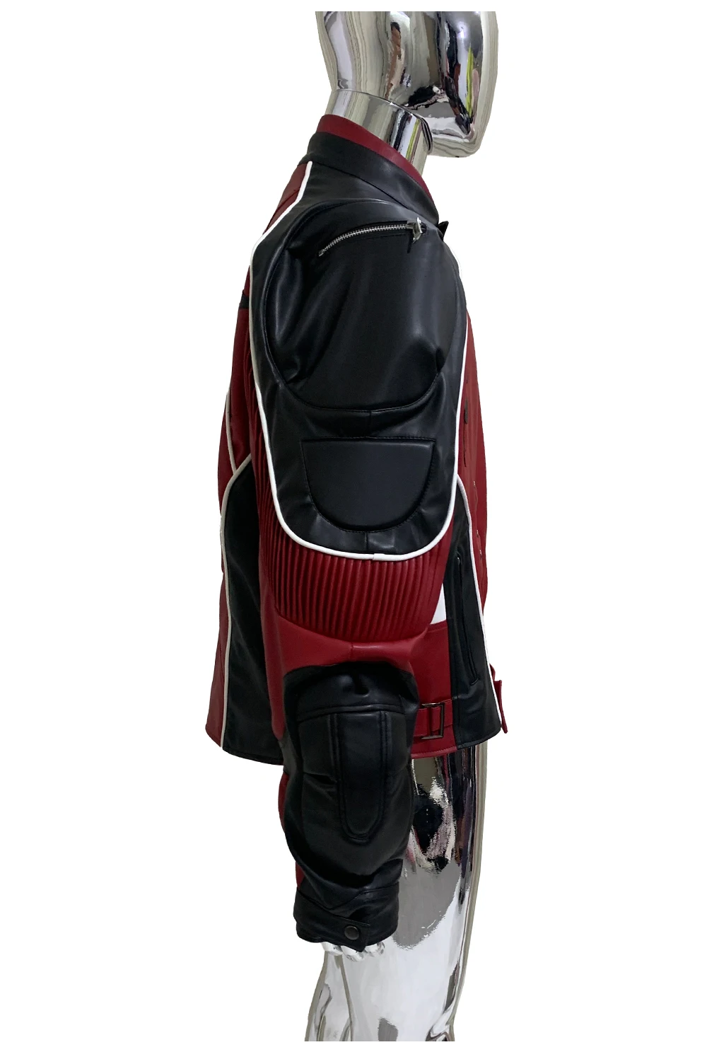 2025 Men's Autumn New High-End PU Leather Jackets Contrast Color Splicing Padded Shoulder Men's Motorcycle Leather Jacket Coats