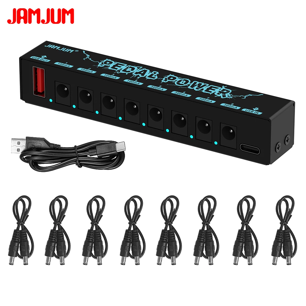 JAMJUM Effector Power Supply 8 Isolated DC Output USB IN 5V 2.1A & 8 DC OUT 9V & 1 USB OUT view 4
