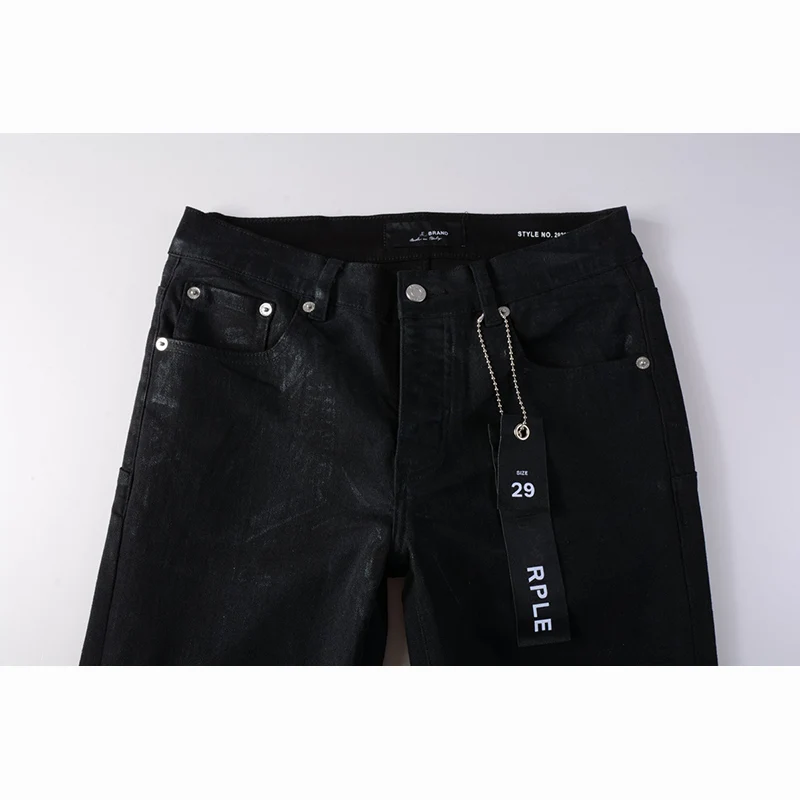 Jeans rasgado preto masculino, calças de streetwear, skinny, botão voar, lavado, alta