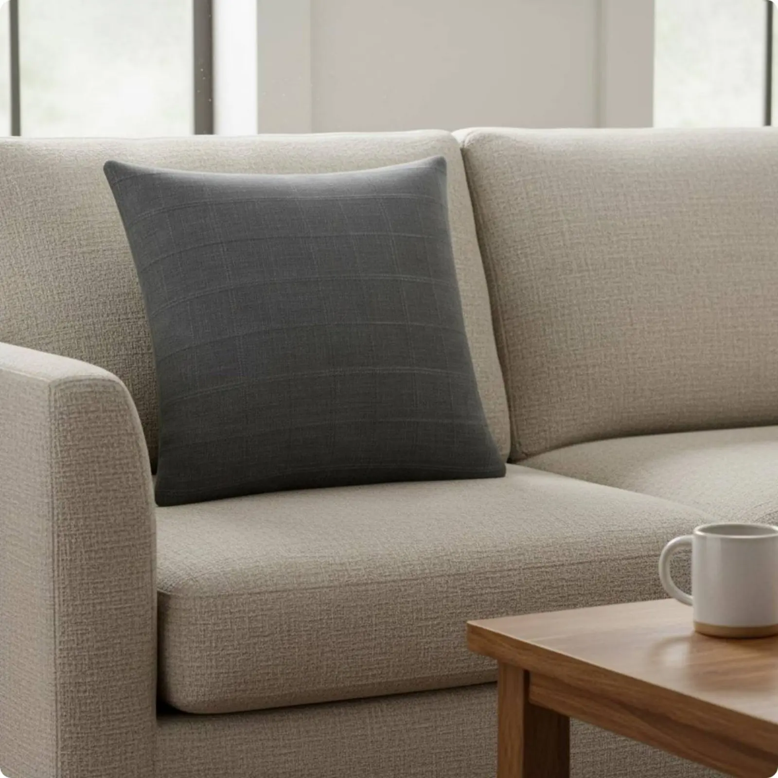 Linen Plaid Pillow Cover Neutral Tones Check Pillow Cover Farmhouse Cushion Case Machine Washable Home Decor Long-Lasting