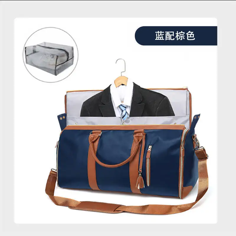 New Versatile Women Foldable Suit Multi Functional Storage Large Sports Backpack Capacity PU Handheld Travel Luggage Bag