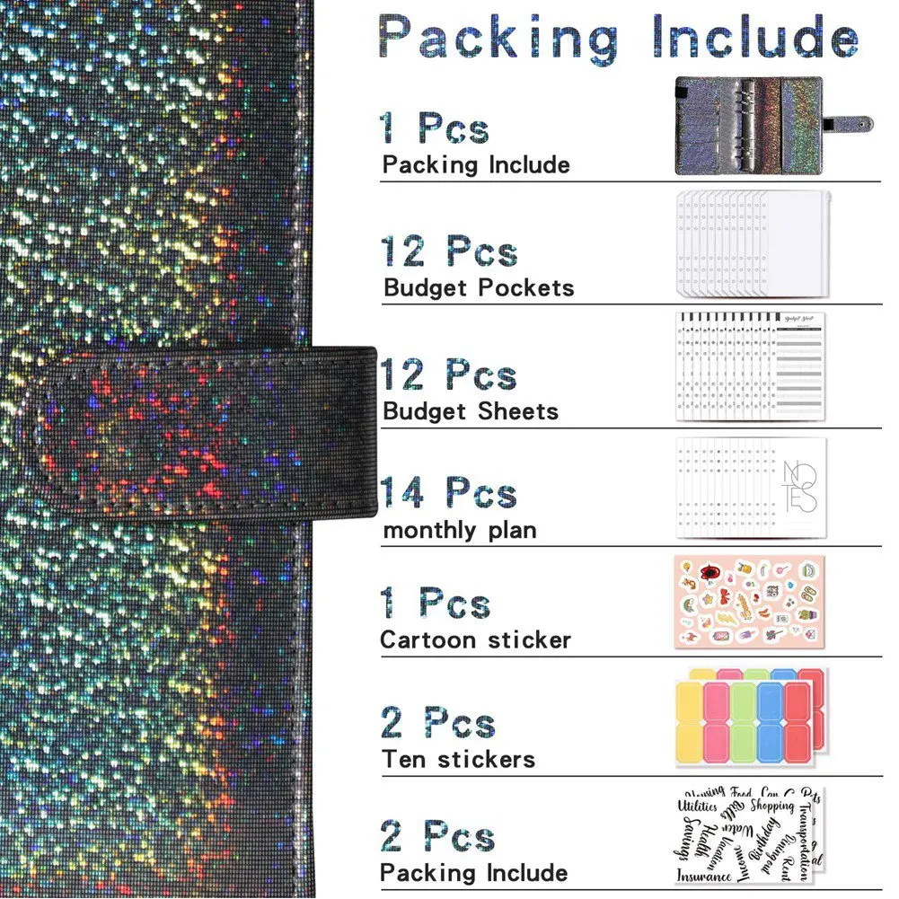 A6 Budget Planner Binder With Zipper Envelopes Cash Envelopes For Budgeting, Money Organizer For A6 Cash Budget Binde