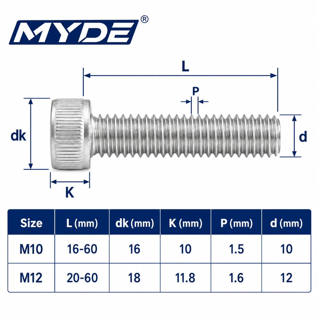 M10 M12 Hex Socket Head Cap Screws 304 Stainless Steel Fully Threaded Bolts for Furniture Garage and Garden Fixtures