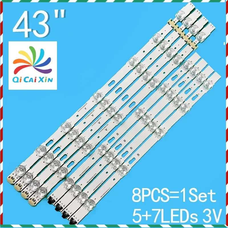 LED backlight strip (8) suitable for Samsung UE43KU7000 UE43MU7000 UE43MU6100 UA43KU6000 UA43KU7000 UA43MU6100 UE43KU6000 UE43MU