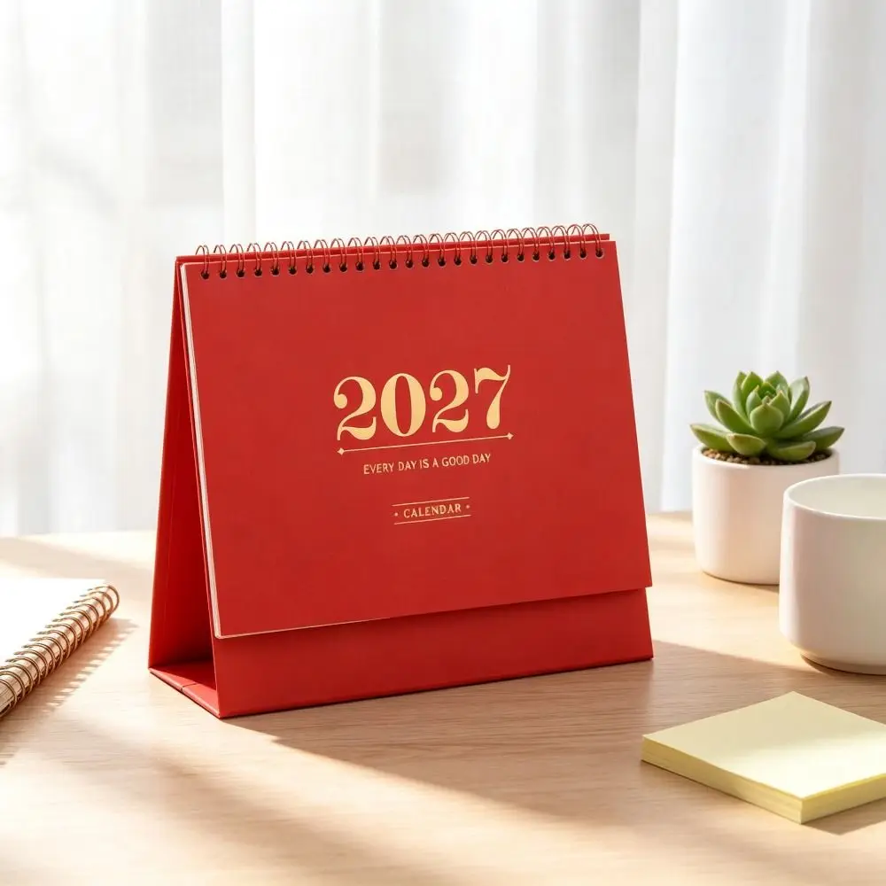 Paper 2027 Desk Calendar Spiral Binding Monthly View Monthly Planner Desktop Size Morandi Color Academic Planner Office Desk