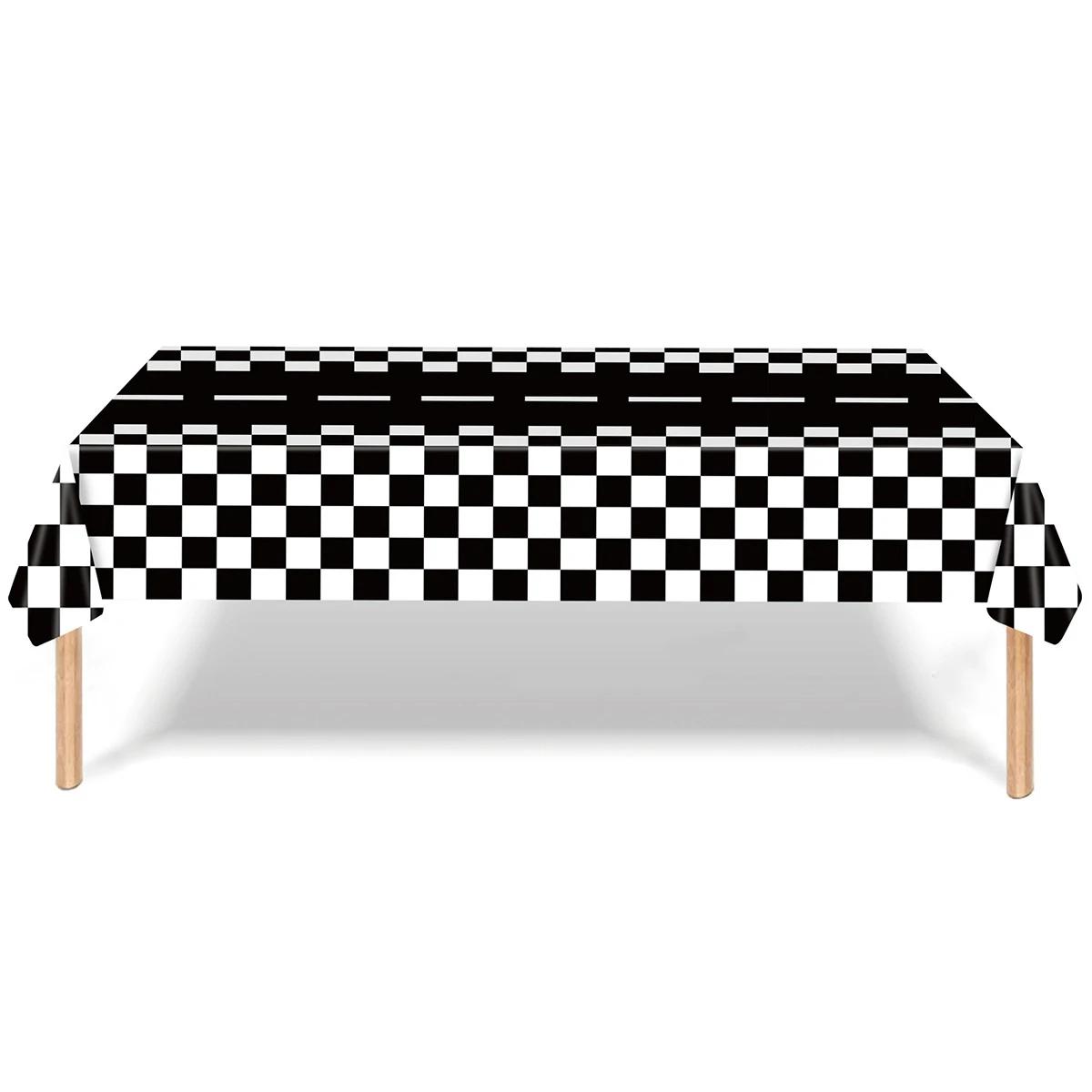 Checkered Race Car Party Black White Checkered Flag Tablecloth Road Tablecloth Racetrack TableCover Racing Birthday Party Decor