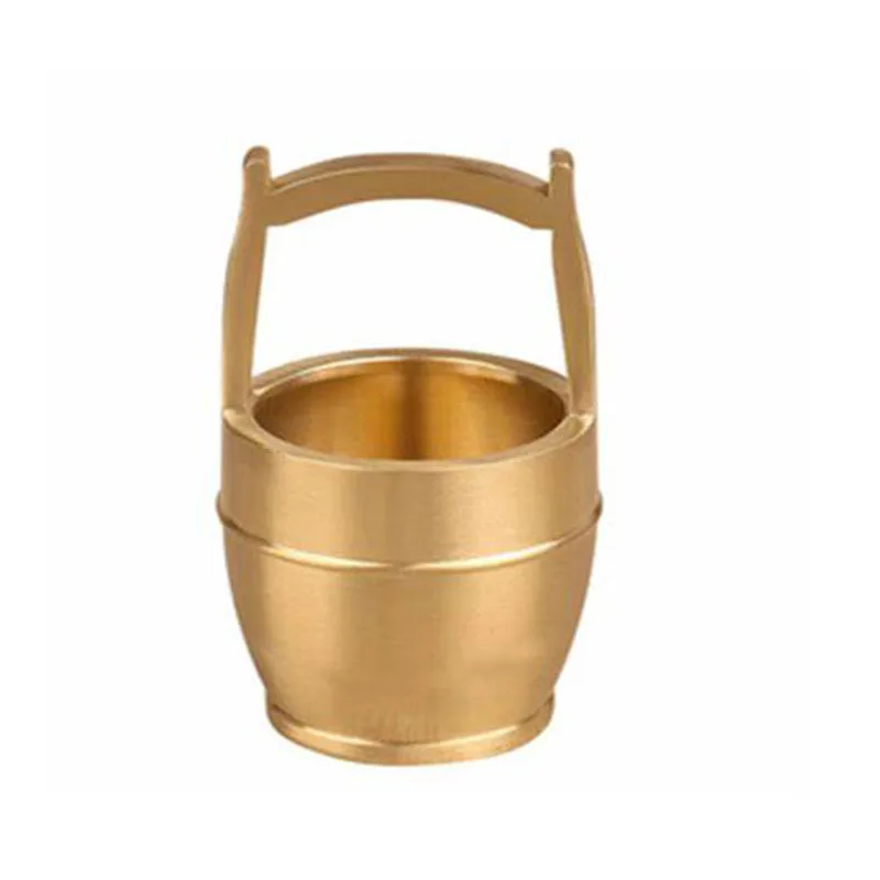 CNC Machining Custom Pure Brass Casting Vintage Bucket Ornaments Mini Bucket Decorative Items Handle Bucket Crafts