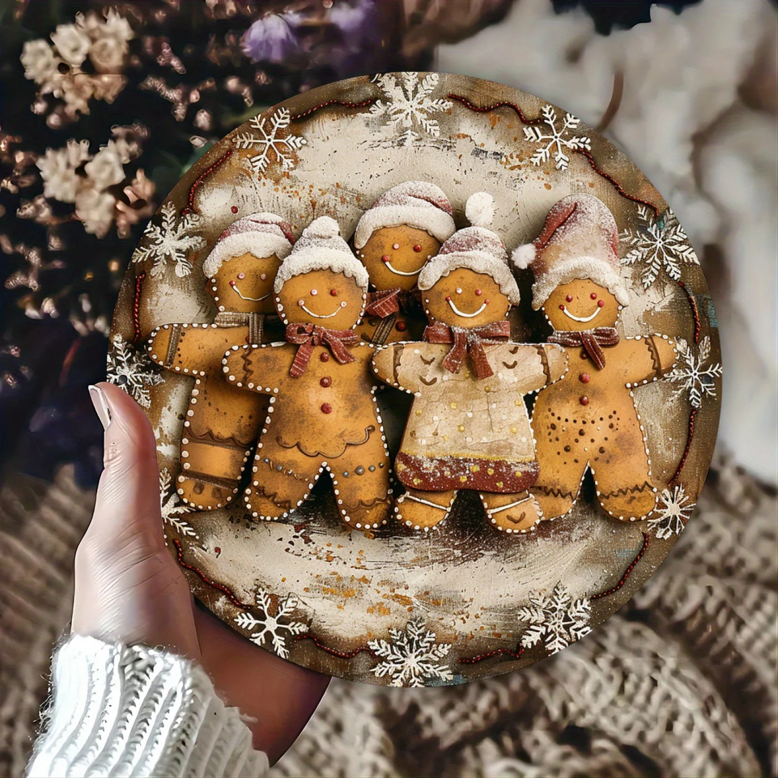 Gingerbread Man Christmas Cheer, Celebration Vintage Wall Decor for Indoor Or Outdoor Use, for Home Decor Pewter Painting