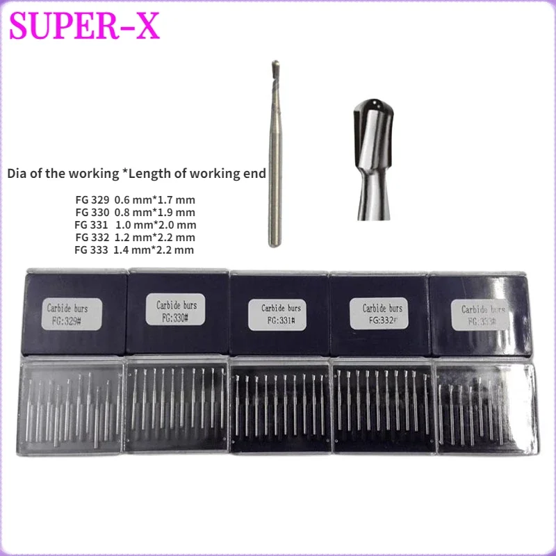 

10pcs/box Dental Tungsten Steel Carbide Burs Pear Shape Bur for High Speed Handpiece 5Size FG- 329,FG-330,FG-331,FG-332,FG-333