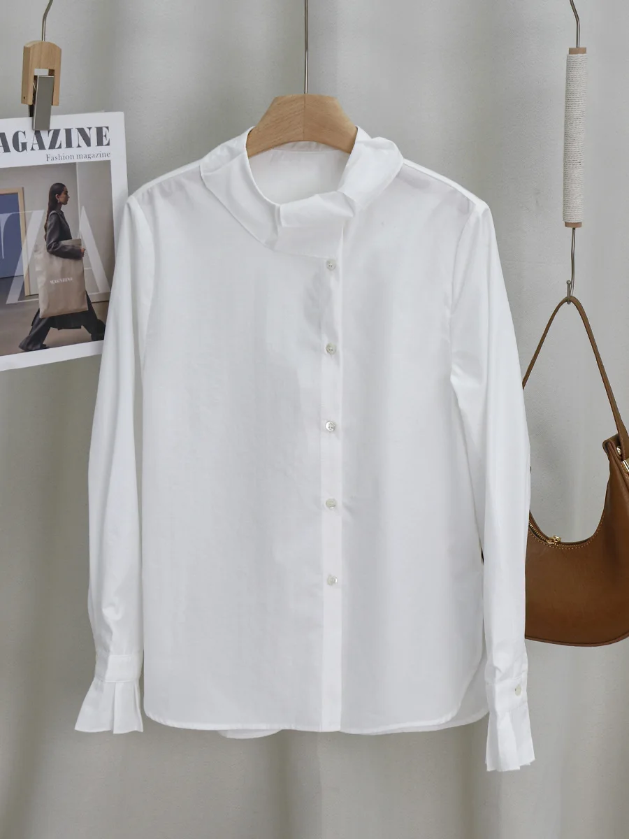 

Ele Lace Collar irt for Women Design Sensation Luxury Anti-Aging Faionable Top Polyester Fiber Long Sve Butt...