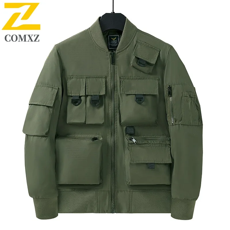 

COMXZ Мужская куртка для верховой езды с непринужденным бейсбольным воротником, уличная ветрозащитная мотоциклетная куртка, уличная мода, легкие осенние пальто