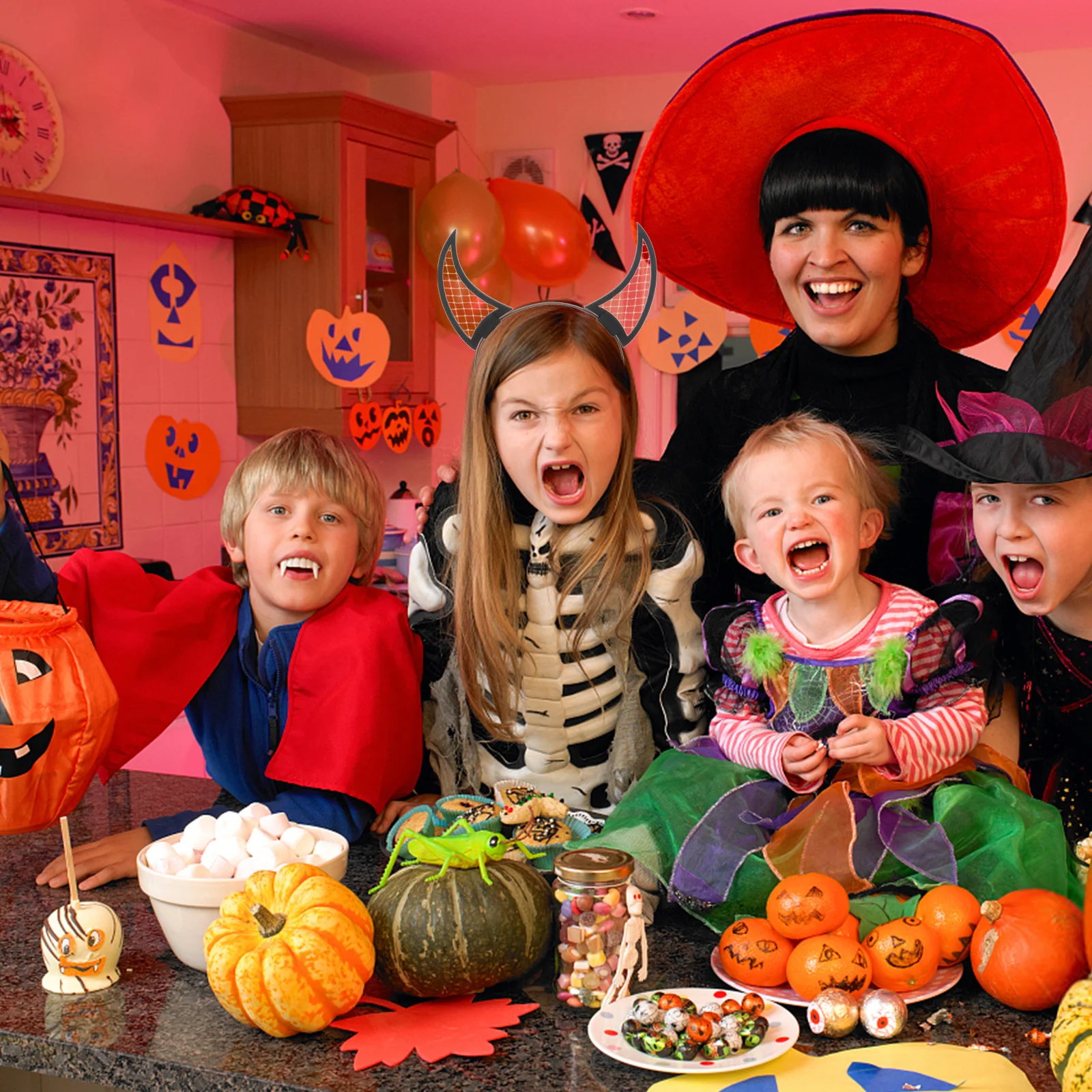 

1pc Devil Horn Headband Black Mesh Band For Halloween Costume One Size Fits Most Lightweight Comfortable Wear Cosplay Party