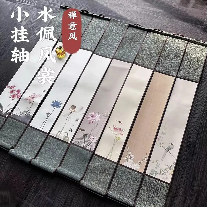 5パックの小さな空白の掛軸、半熟した宣紙、中国の書道や筆画練習用