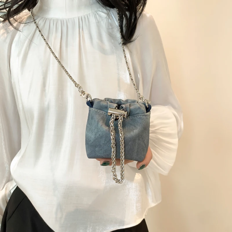 Mini Chain Bag Women\'s Handbag for Lipstick 2024 Trend Coin Wallet Girl\'s Crossbody Sling Purse Chic Beaded Shoulder Bag