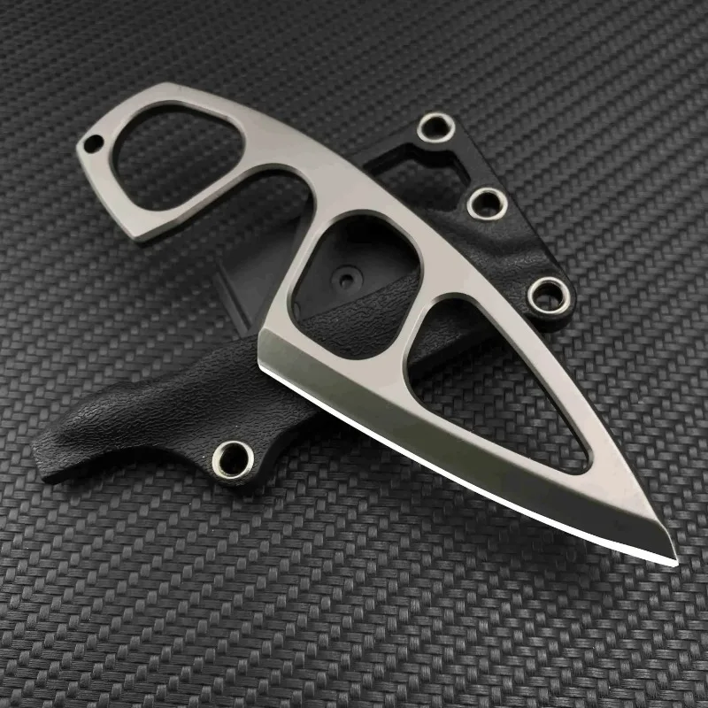 Fixed Blade Military Mini Knife Cute Army Rescue Knives 440C Full Tang Straight Knife, ABS Plastic Sheath Outdoor Camping Tools