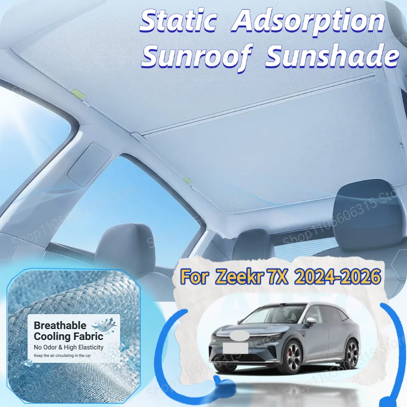 For Zeekr 7X 2024-2026 Sunroof Sunshade Skylight Shade Curtain UV Protection Sun Visor Car Accessories