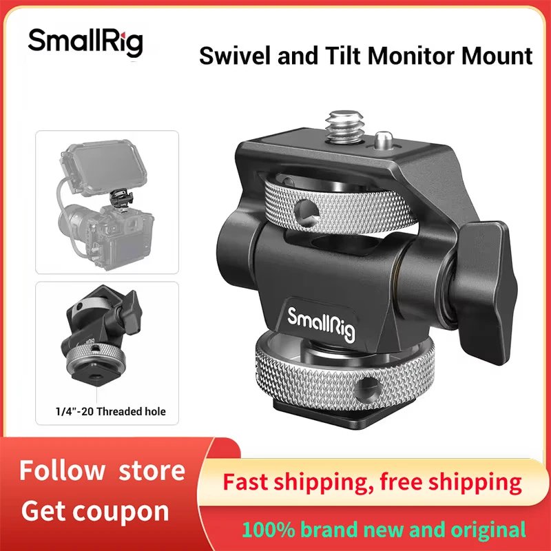 SmallRig Quick Release Monitor with Camera Clamp Swivel Cold Shoe/ARRI/NATO Mount 2905B Holder and Adjustable Monitor Mount