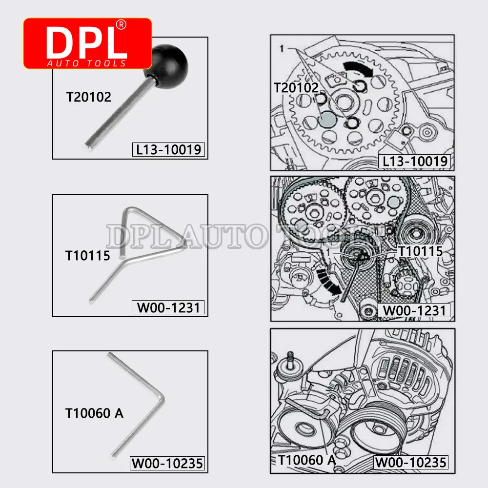 7pcs Timing Tool Audi Common Rail Pump Nozzle Timing Belt Change Tool 1.2,1.4,1.9,2.0TDI General Diesel Engine Timing