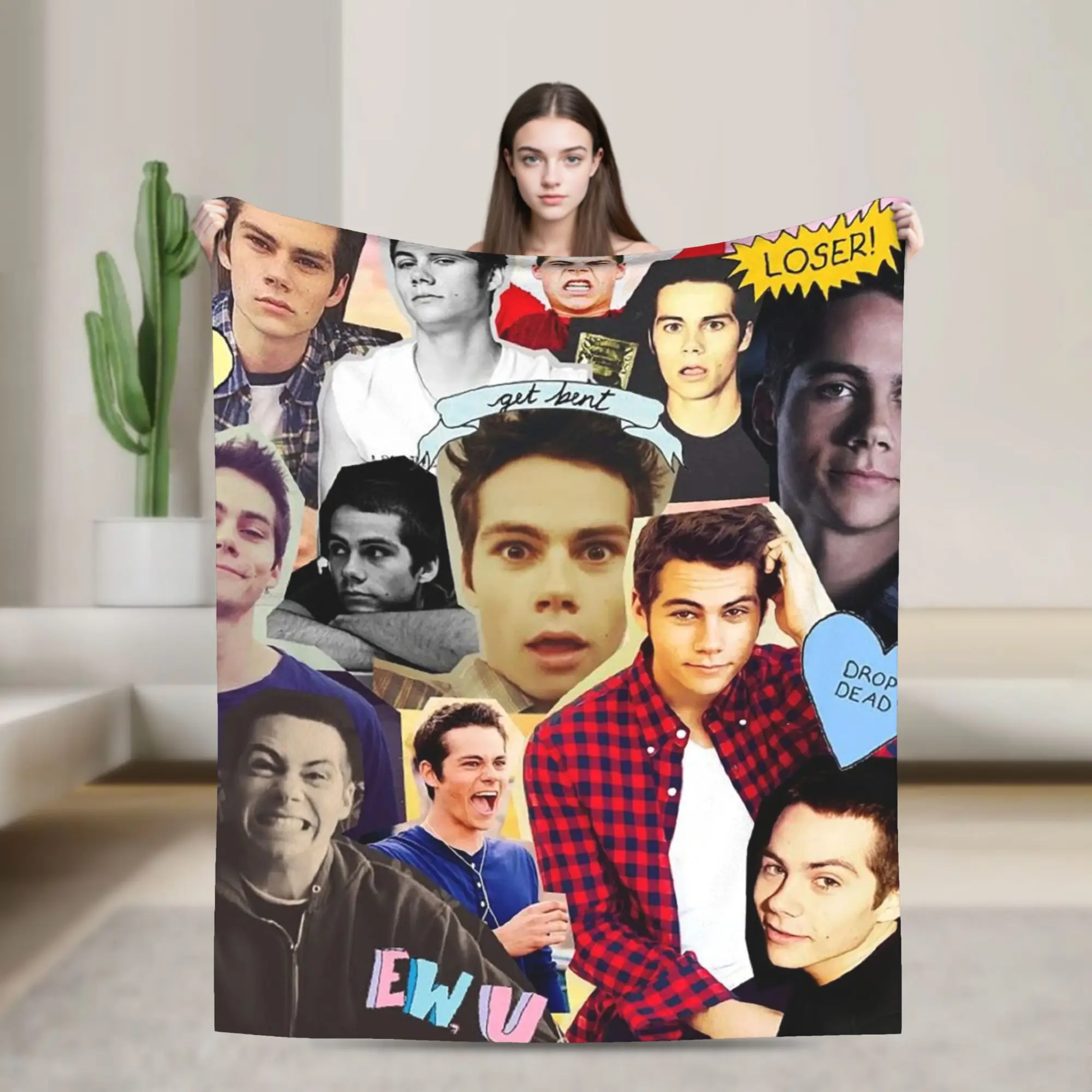 Dylan O'Brien Collage Knitted Blankets Coral Fleece Plush Actor Super Warm Throw Blankets for Airplane Travel Bed Rug