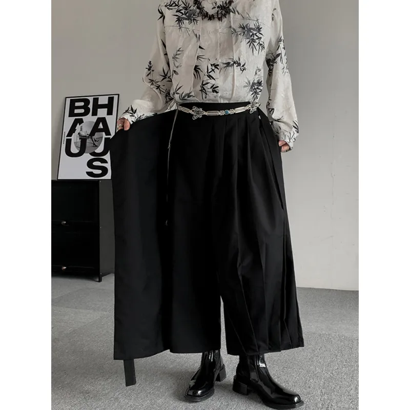 

Niche Style Men's Casual Skirt Pants Ribbon Design Loose Straight Wide Leg Ankle-length Pants Male Trousers New 2024 Summer