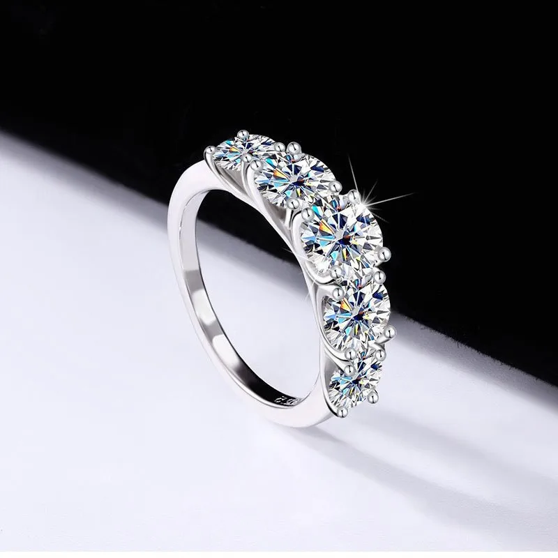 

S925 sterling silver platinum-plated 3.6-carat moissanite ring, European and American style mozzarella ring, gift for friends