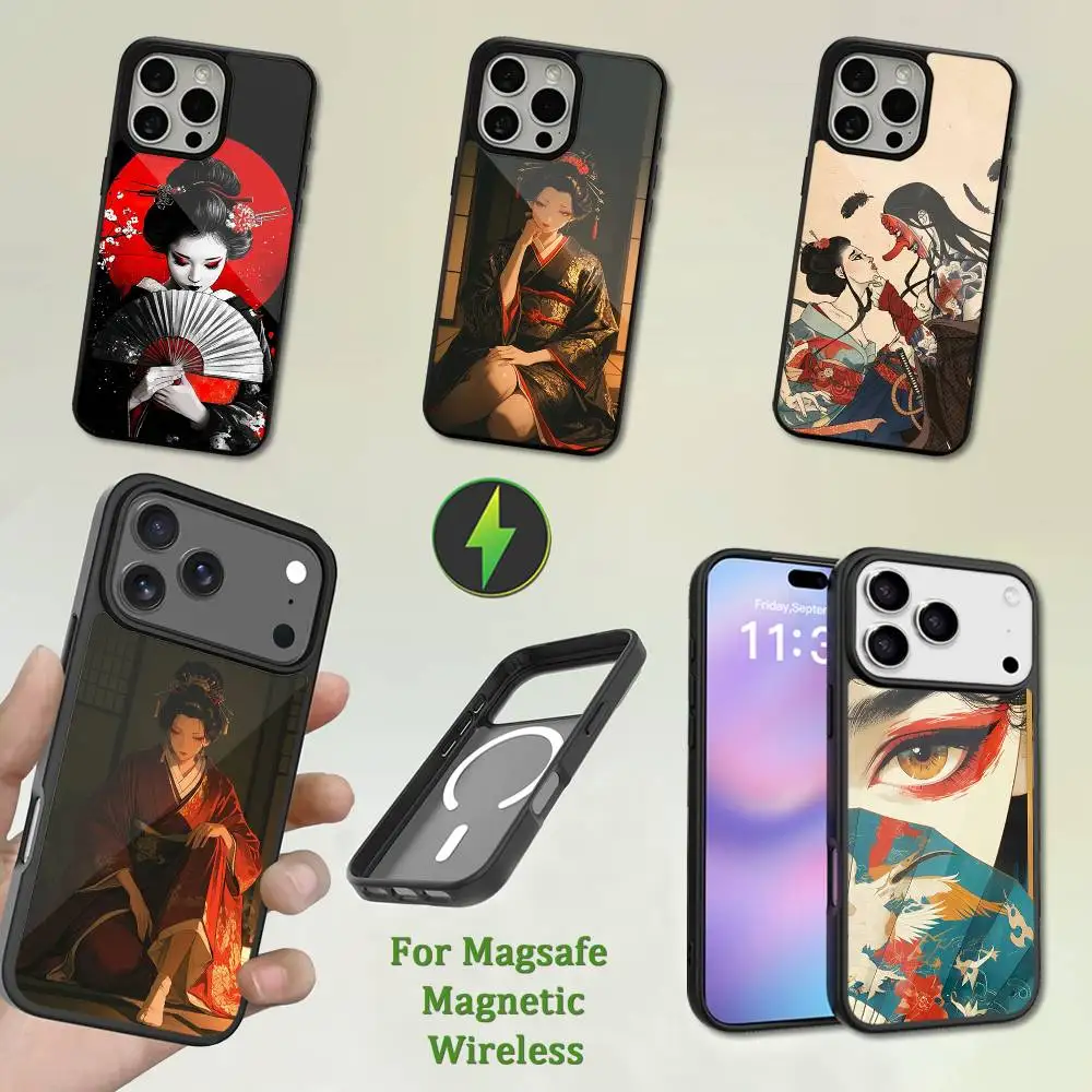 

Japanese Tradition Geisha Art For iPhone 15,Mini,13,Max,11,16,17,14,Plus,12,Pro,For Magsafe,Magnetic Wireless Charging Case