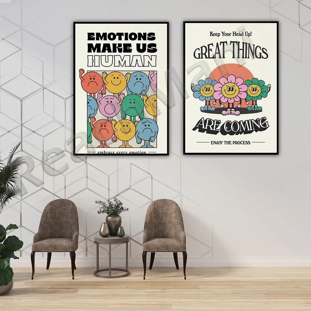 Emotions make us human art picture poster, keep your head clear great things are coming canvas painting and print home decor