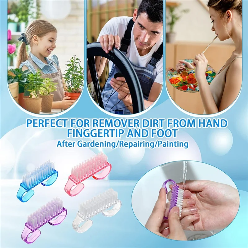 

B97A-200 единиц щетки для ногтей с ручкой для глубокой очистки, скруббер в 4 ярких цветах, подходят для всех