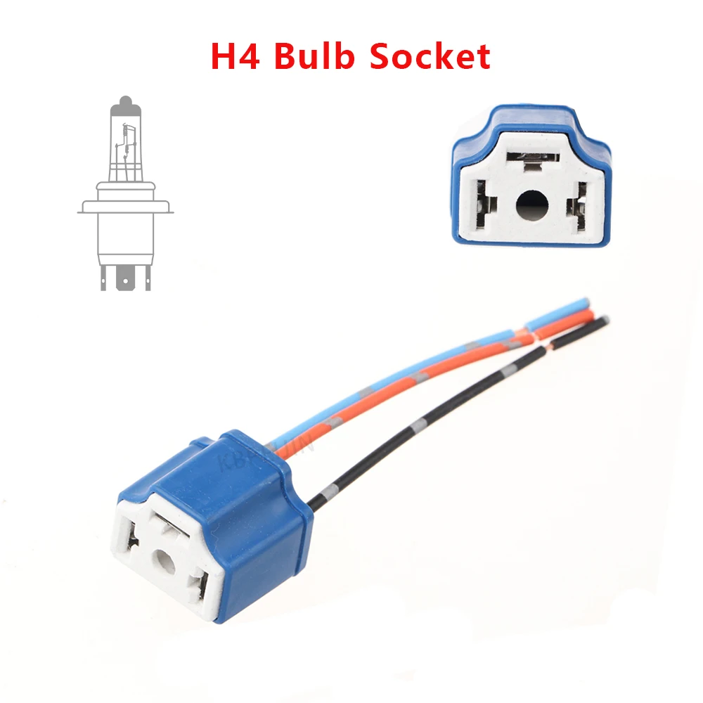 2x Car Headlight Sockets Adapter H4 Bulb Holder Ceramic For VW Wiring Harness Accessories