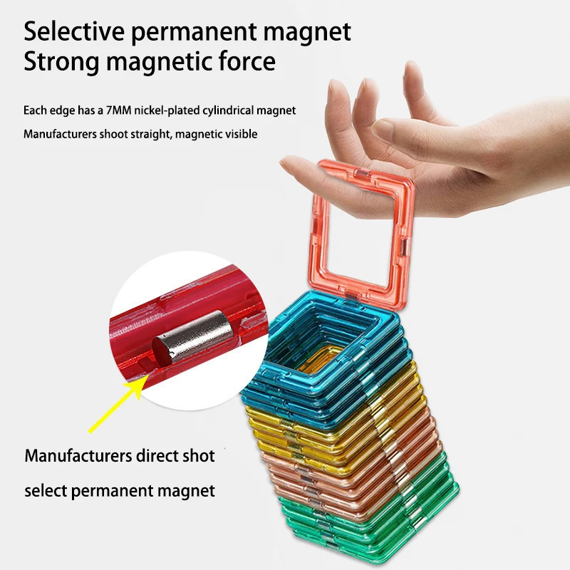 Juego de construcción magnética para niños, bloques de construcción magnéticos de juguete, 72/118 piezas