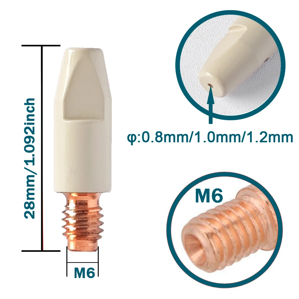 24KD Nosel Anti-lengket Perlindungan Lapisan Baru 0.8/1.0/1.2Mm Tempat Ujung Nosel Gas Obor MIG untuk Obor Las MIG MAG MB-24KD